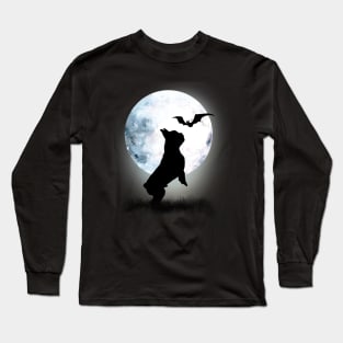 French bulldog frenchie and bat with full moon Long Sleeve T-Shirt